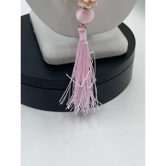 Lilly Pulitzer Light Pretty in Pink Long Beaded Tassel Statement Necklace new - Picture 3 of 8